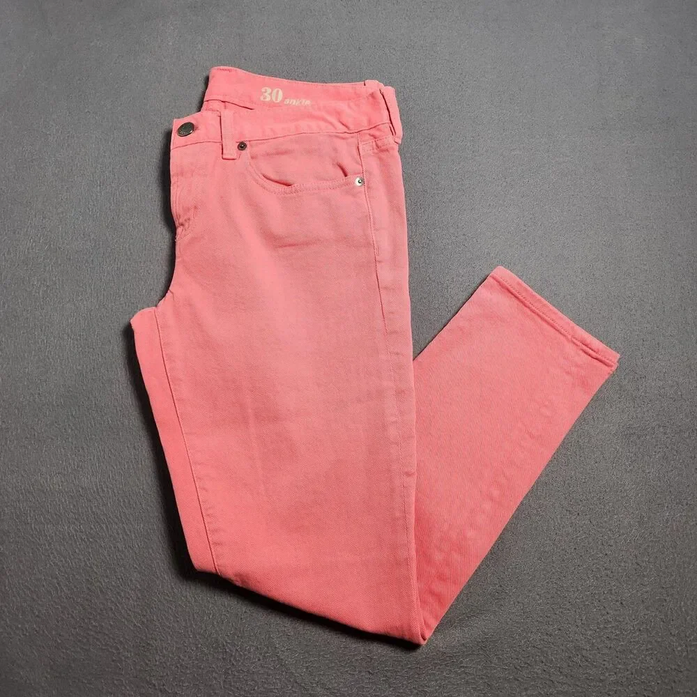 J. Crew Jeans Women 30 Pink Low Rise Toothpick Ankle